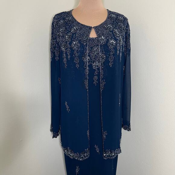 J Kara Evening Gown w Jacket 10/12 Mother Of The Bride Special Occasion Beaded - Picture 6 of 11